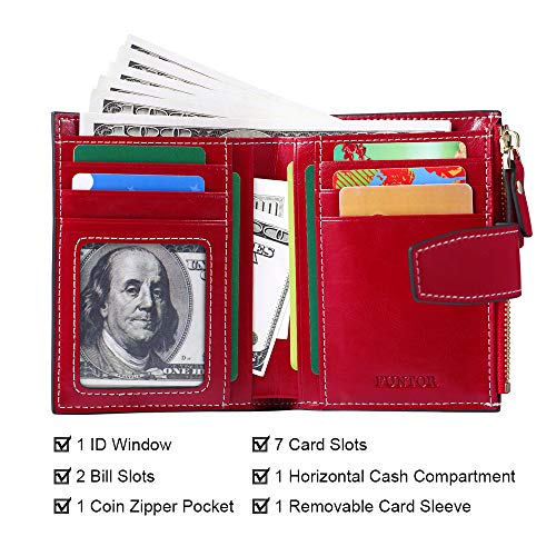 Small Wallet for Women Genuine Leather Bifold Compact RFID Blocking Small Womens Wallet with ID Window - Image 6