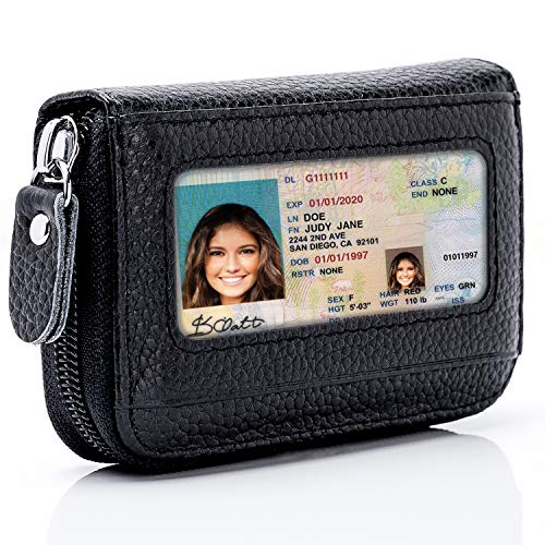 MaxGear Credit Card Wallet with Zipper, Genuine Leather Credit Card Holder with RFID Blocking Small Accordion Wallet - Image 3