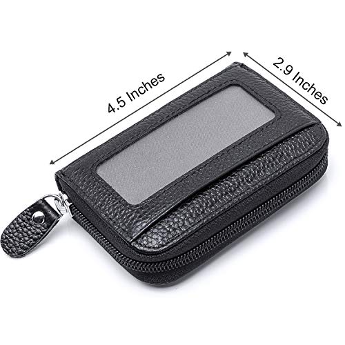 MaxGear Credit Card Wallet with Zipper, Genuine Leather Credit Card Holder with RFID Blocking Small Accordion Wallet - Image 5