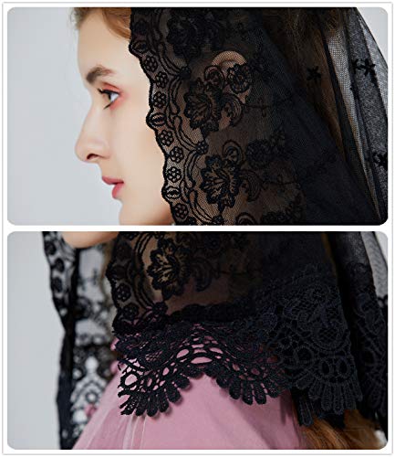 BEAUTELICATE Lace Veil For Church Catholic Cathedral Chapel Mantilla 1st Communion Head Covering Latin Mass Easter - Image 3
