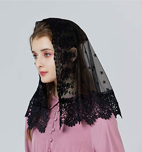 BEAUTELICATE Lace Veil For Church Catholic Cathedral Chapel Mantilla 1st Communion Head Covering Latin Mass Easter - Image 4