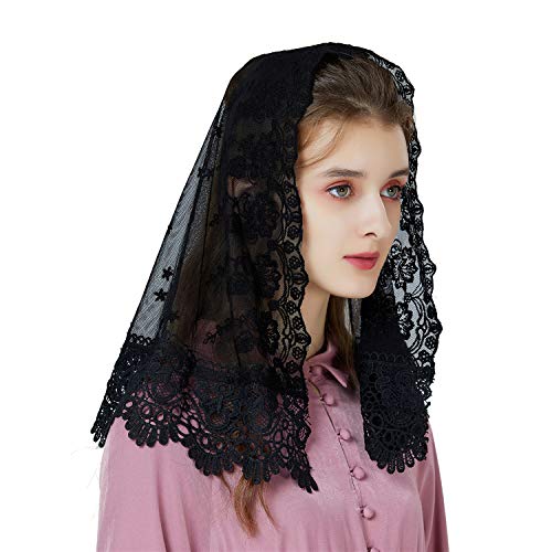 BEAUTELICATE Lace Veil For Church Catholic Cathedral Chapel Mantilla 1st Communion Head Covering Latin Mass Easter