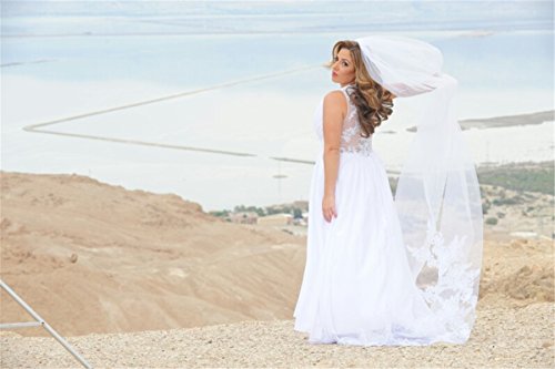 Lianshi Single Layer Wedding Veil Bridal Veil Lace Embroidery Lace Edge Bride Supplies 3m with Comb (White) - Image 8