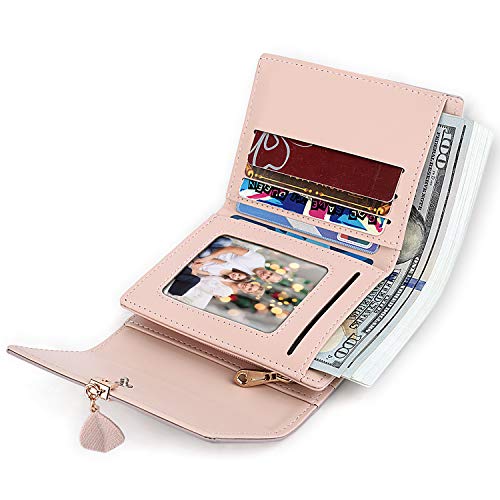 UTO Wallet for Women Leather Vegan RFID Leaf Pendant Card Holder Phone Checkbook Organizer Girls Cute Zipper Coin Purse - Image 3