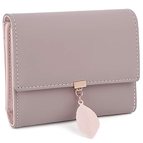 UTO Wallet for Women Leather Vegan RFID Leaf Pendant Card Holder Phone Checkbook Organizer Girls Cute Zipper Coin Purse - Image 7